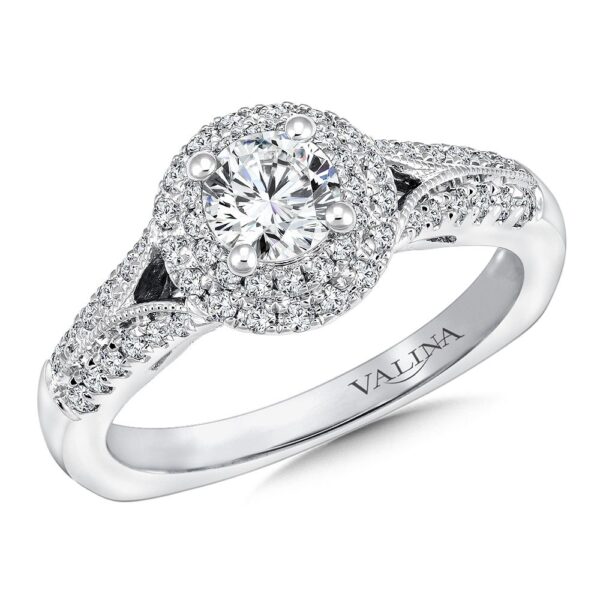 02FyElTW, Round Double Halo Engagement Ring,